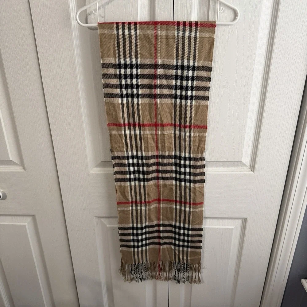 Multicolor Tan Black Red Plaid Scarf Fringe Preppy Travel Winter Gifts Soft Cozy